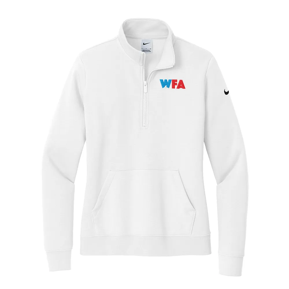 [WFA-NKDX6720-White-S] Nike Women's Club Fleece Sleeve Swoosh 1/2-Zip (White, S)