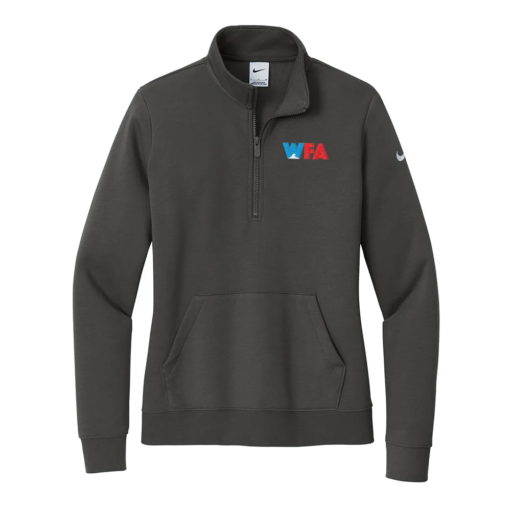 [WFA-NKDX6720-White-S] Nike Women's Club Fleece Sleeve Swoosh 1/2-Zip (White, S)