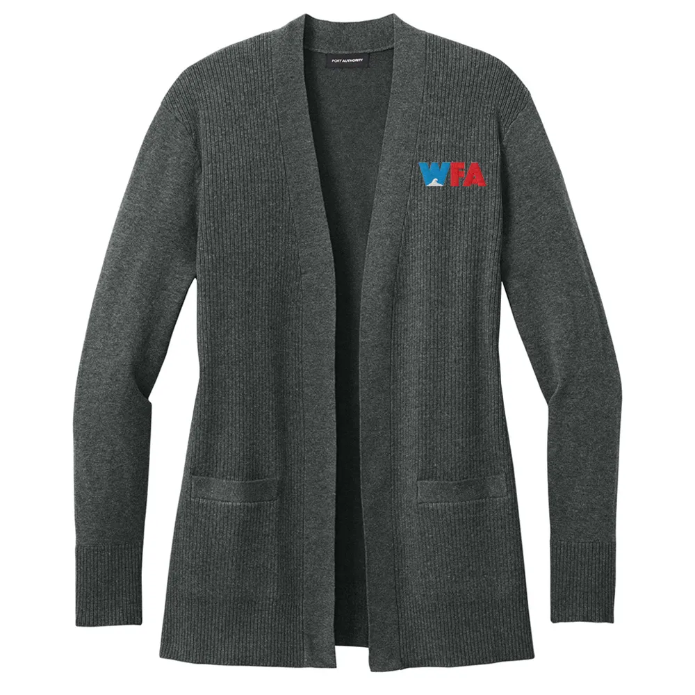 [WFA-LSW2890-Charcoal Heather-XS] Port Authority Women's Easy Care Open-Front Cardigan Sweater (Charcoal Heather, XS)