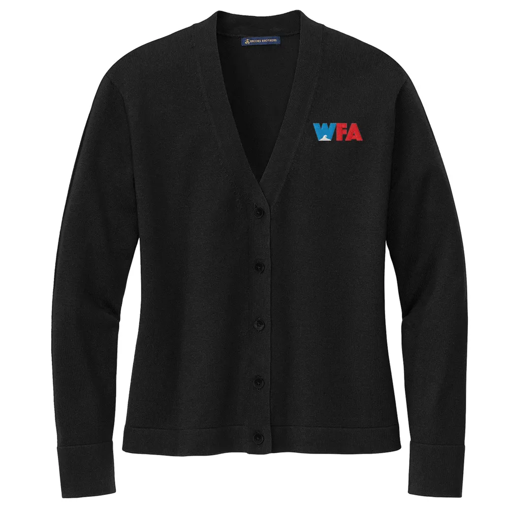 [WFA-BB18405-Deep Black-XS] Brooks Brothers Women's Cotton Stretch Cardigan Sweater (Deep Black, XS)